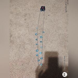 Paparazzi Silver Necklace with Blue Accents With Matching Earrings